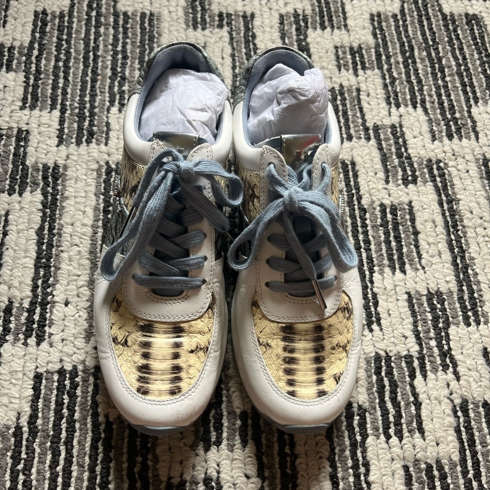 Michael Kors Allie snake-embossed leather sneaker